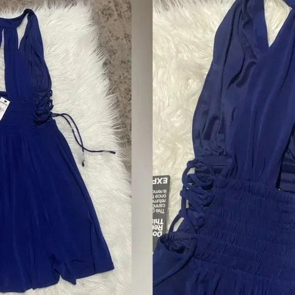 NWT Express Grecian Cut-Out Mini Dress - Picture 2 of 2